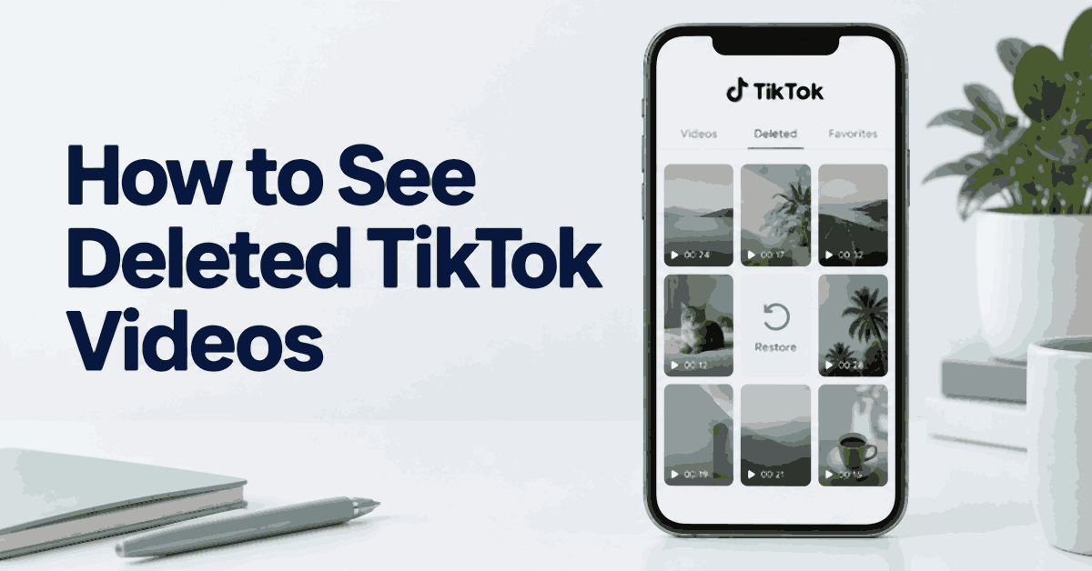 Phone with a video recovery screen beside the title How to See Deleted TikTok Videos