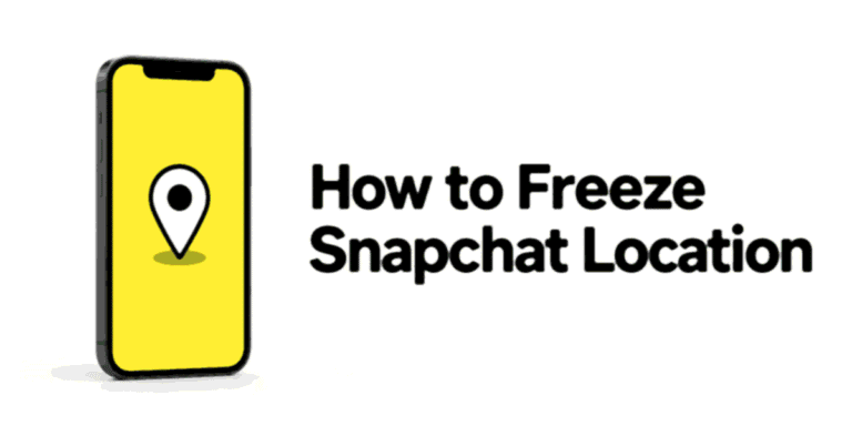 How to Freeze Snapchat Location title beside a smartphone showing a map pin.