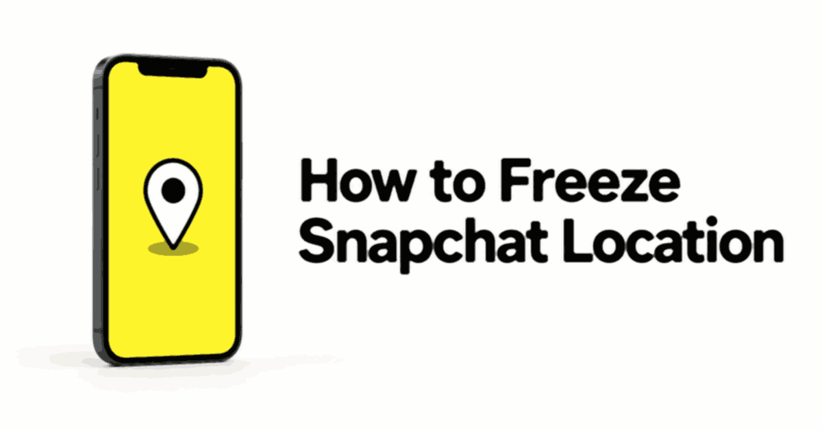 How to Freeze Snapchat Location title beside a smartphone showing a map pin.