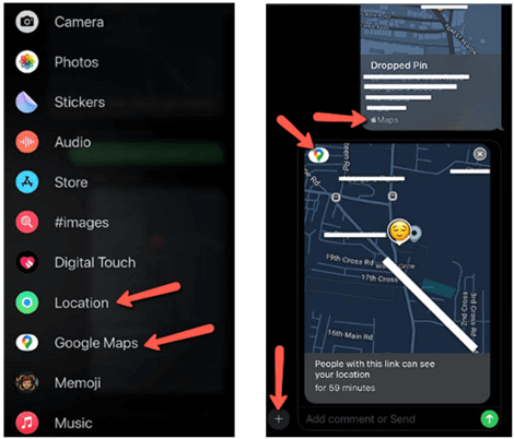 Google Maps location-sharing controls