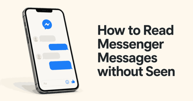 How to Read Messenger Messages without Seen title beside a smartphone showing Messenger chat bubbles.
