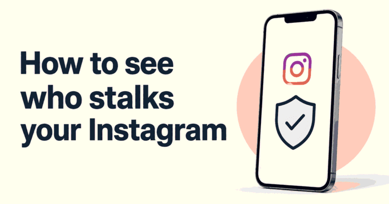 How to see who stalks your Instagram title beside a smartphone with the Instagram icon and a privacy shield.