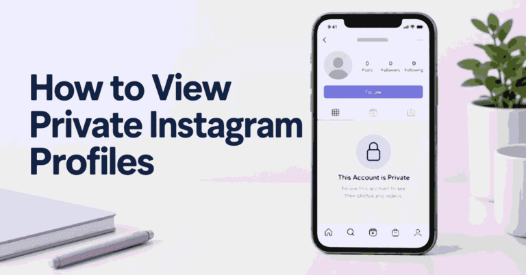 Smartphone showing a private Instagram profile beside the title How to View Private Instagram Profiles