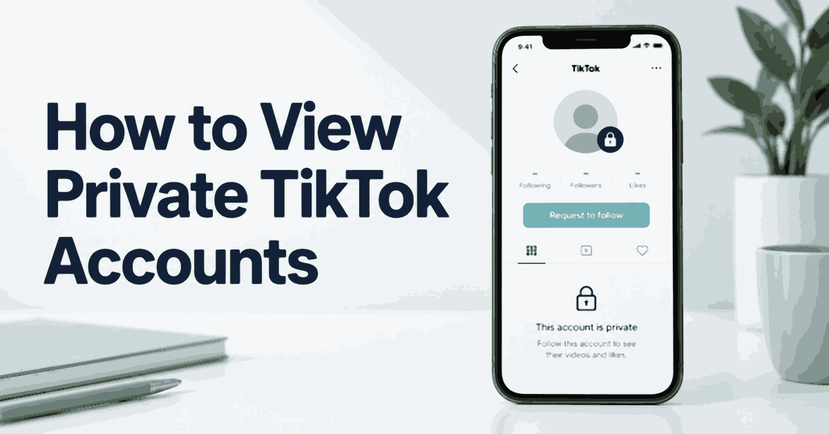 Smartphone showing a private TikTok profile beside the title How to View Private TikTok Accounts