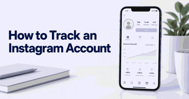 Smartphone displaying Instagram activity charts beside the title How to Track an Instagram Account