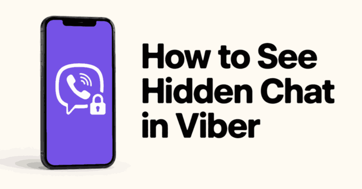 How to See Hidden Chat in Viber title beside a realistic purple smartphone with a lock icon.